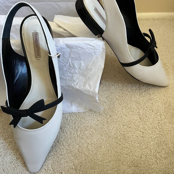 Fabrizio Viti Ivory Leather Slingback Flats - New - Picture 1 of 7